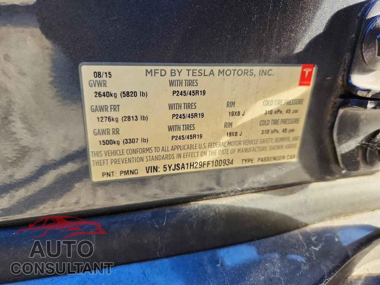 TESLA MODEL S 2015 - 5YJSA1H29FF100934