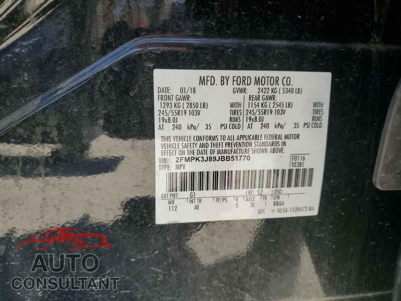 FORD EDGE 2018 - 2FMPK3J89JBB51770