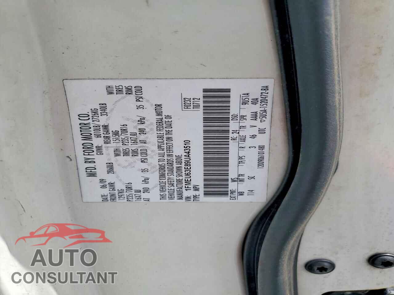 FORD EXPLORER 2009 - 1FMEU63E89UA43510