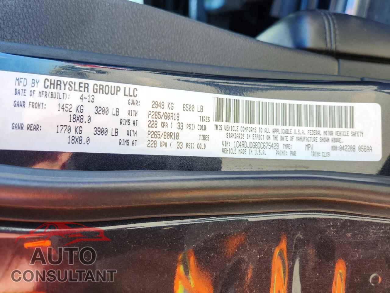 DODGE DURANGO 2013 - 1C4RDJDG8DC675429