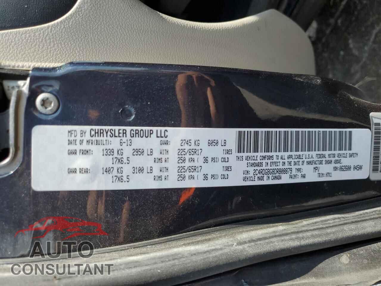 DODGE CARAVAN 2013 - 2C4RDGBG8DR808879