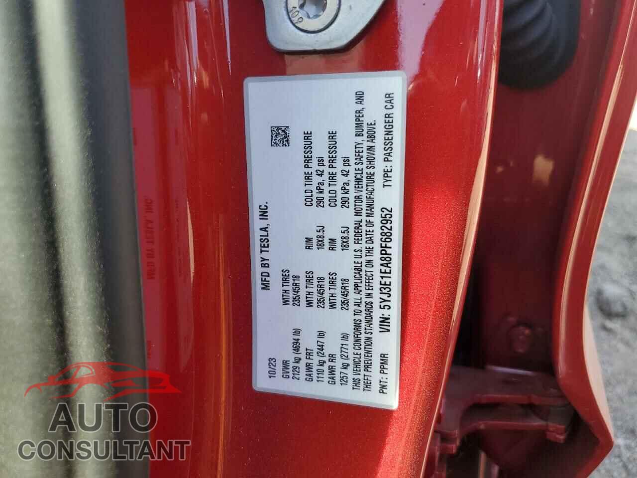 TESLA MODEL 3 2023 - 5YJ3E1EA8PF682952