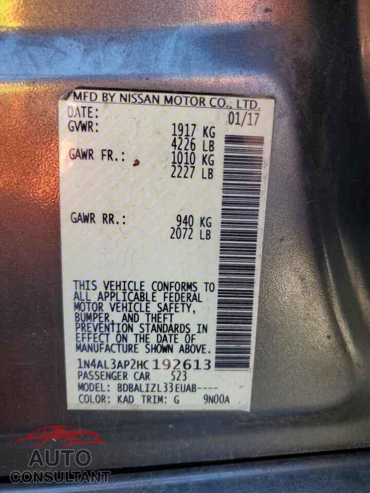 NISSAN ALTIMA 2017 - 1N4AL3AP2HC192613
