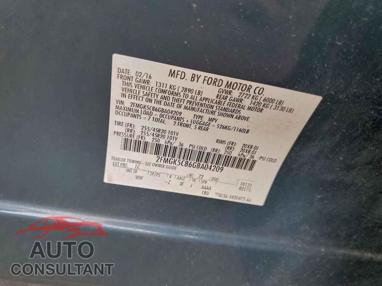 FORD FLEX 2016 - 2FMGK5C86GBA04209