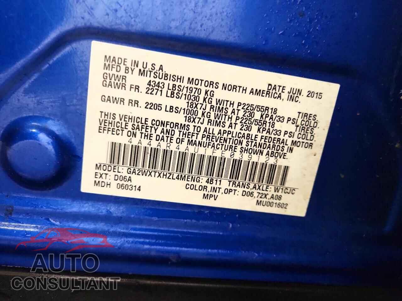 MITSUBISHI OUTLANDER 2015 - 4A4AR4AU1FE039123