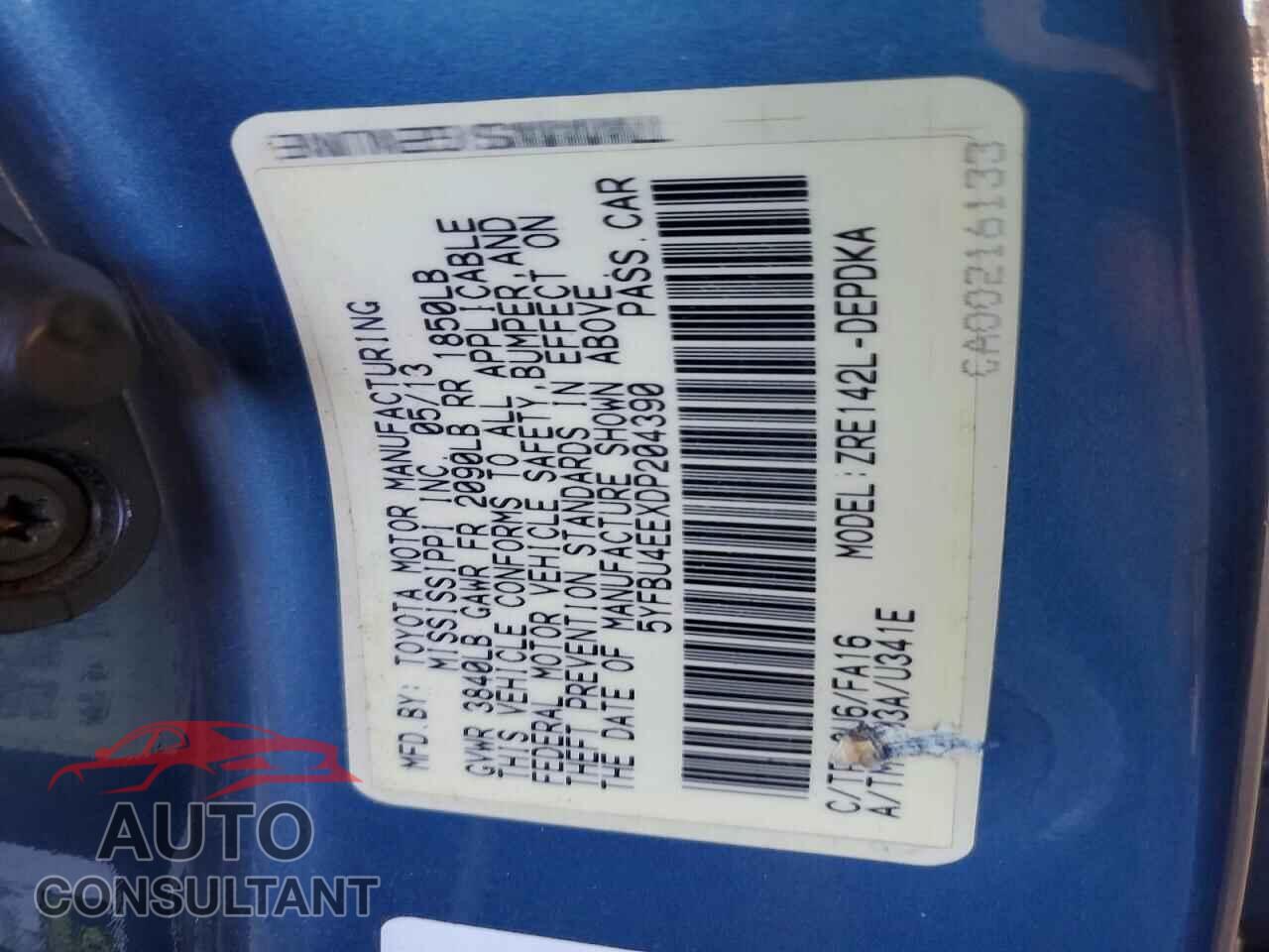 TOYOTA COROLLA 2013 - 5YFBU4EEXDP204390