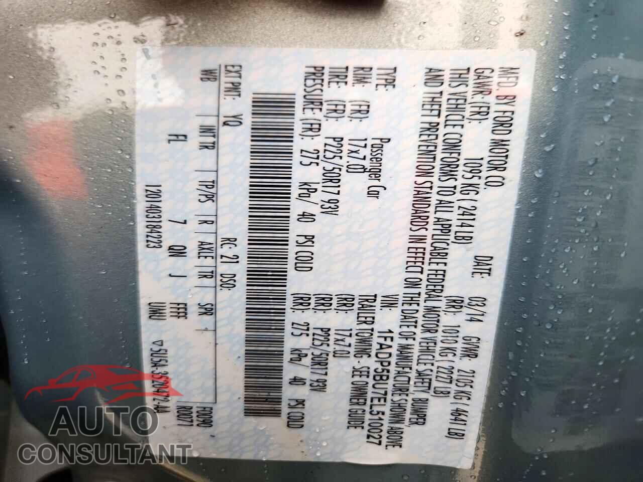 FORD CMAX 2014 - 1FADP5BU7EL510027