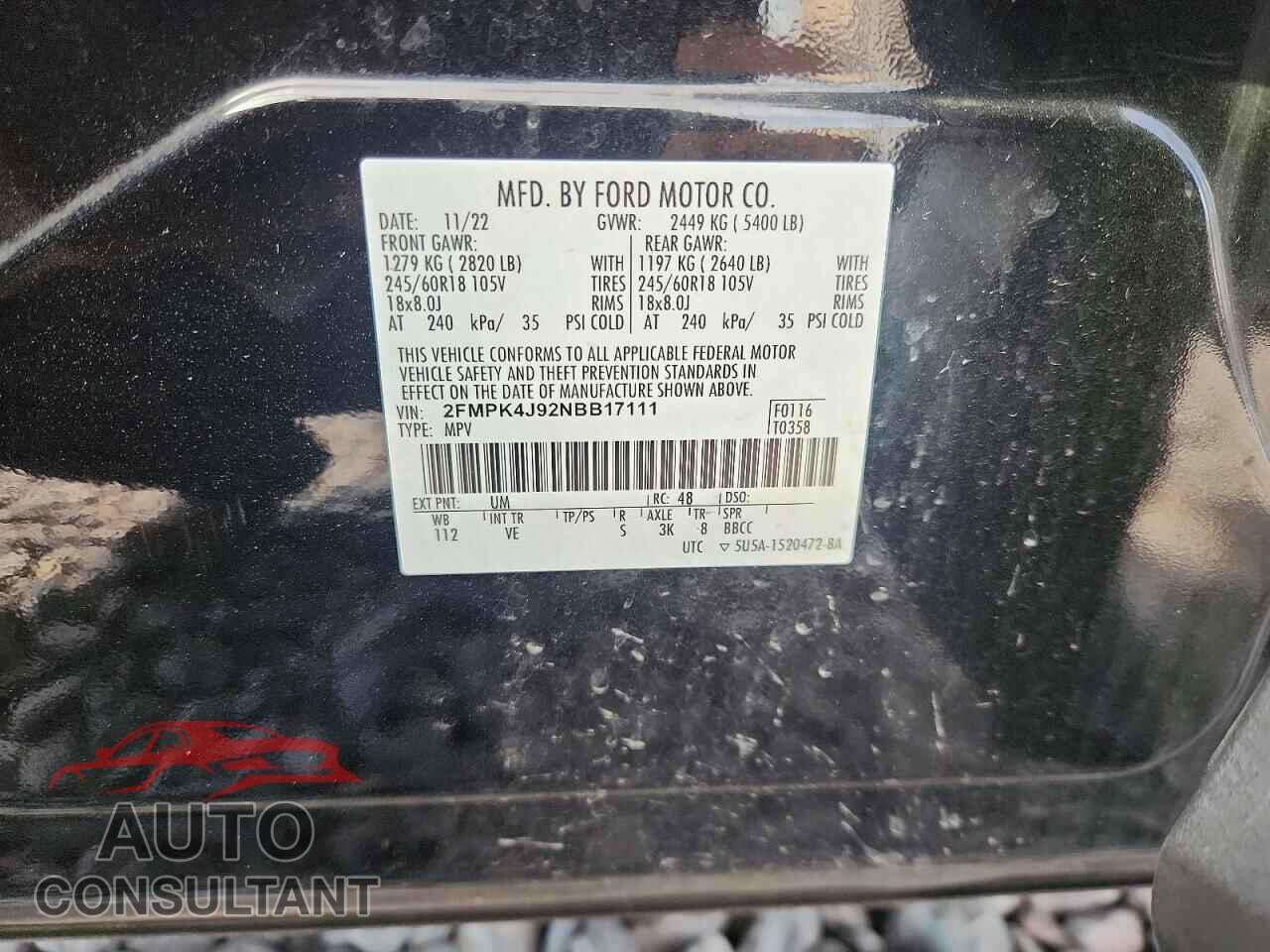 FORD EDGE 2022 - 2FMPK4J92NBB17111