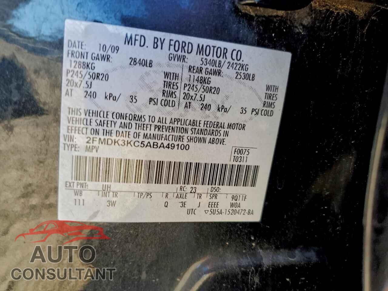 FORD EDGE 2010 - 2FMDK3KC5ABA49100