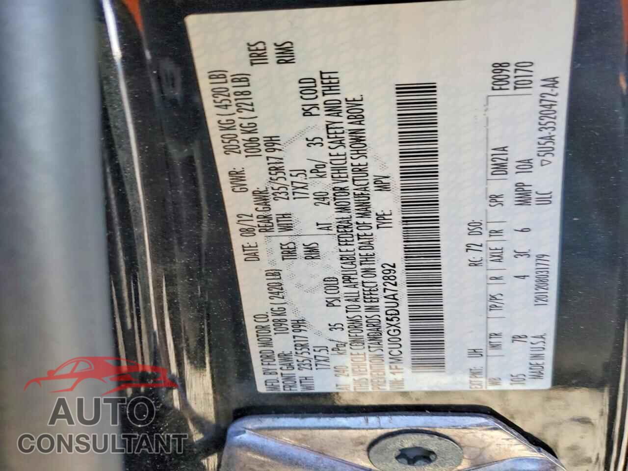FORD ESCAPE 2013 - 1FMCU0GX5DUA72892