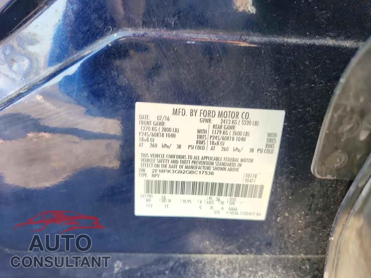 FORD EDGE 2016 - 2FMPK3G92GBC17536