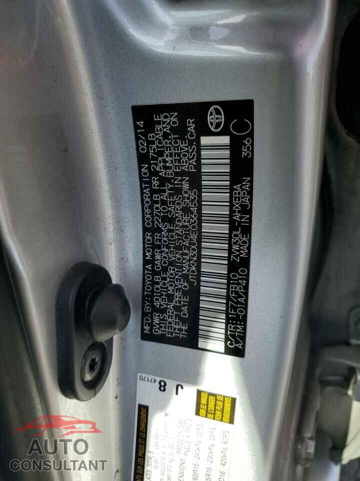 TOYOTA PRIUS 2014 - JTDKN3DU4E0364535
