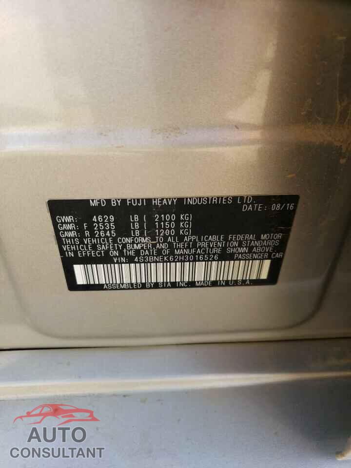 SUBARU LEGACY 2017 - 4S3BNEK62H3016526