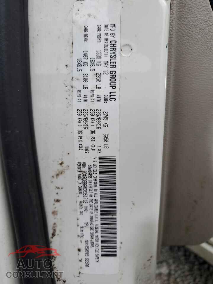 DODGE CARAVAN 2012 - 2C4RDGBG0CR351712