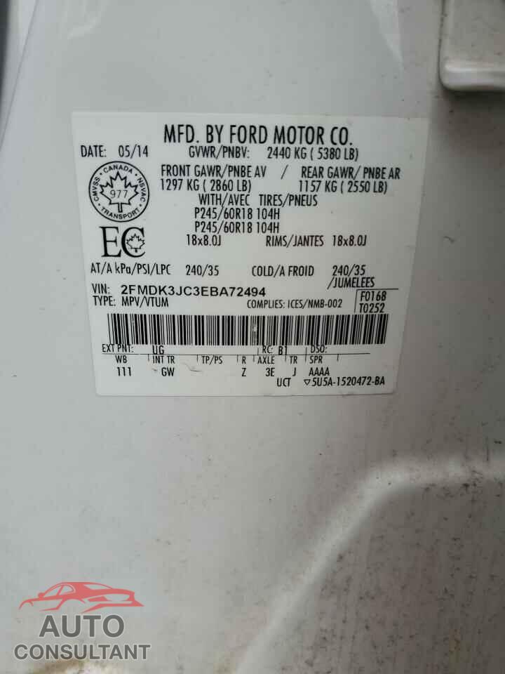 FORD EDGE 2014 - 2FMDK3JC3EBA72494