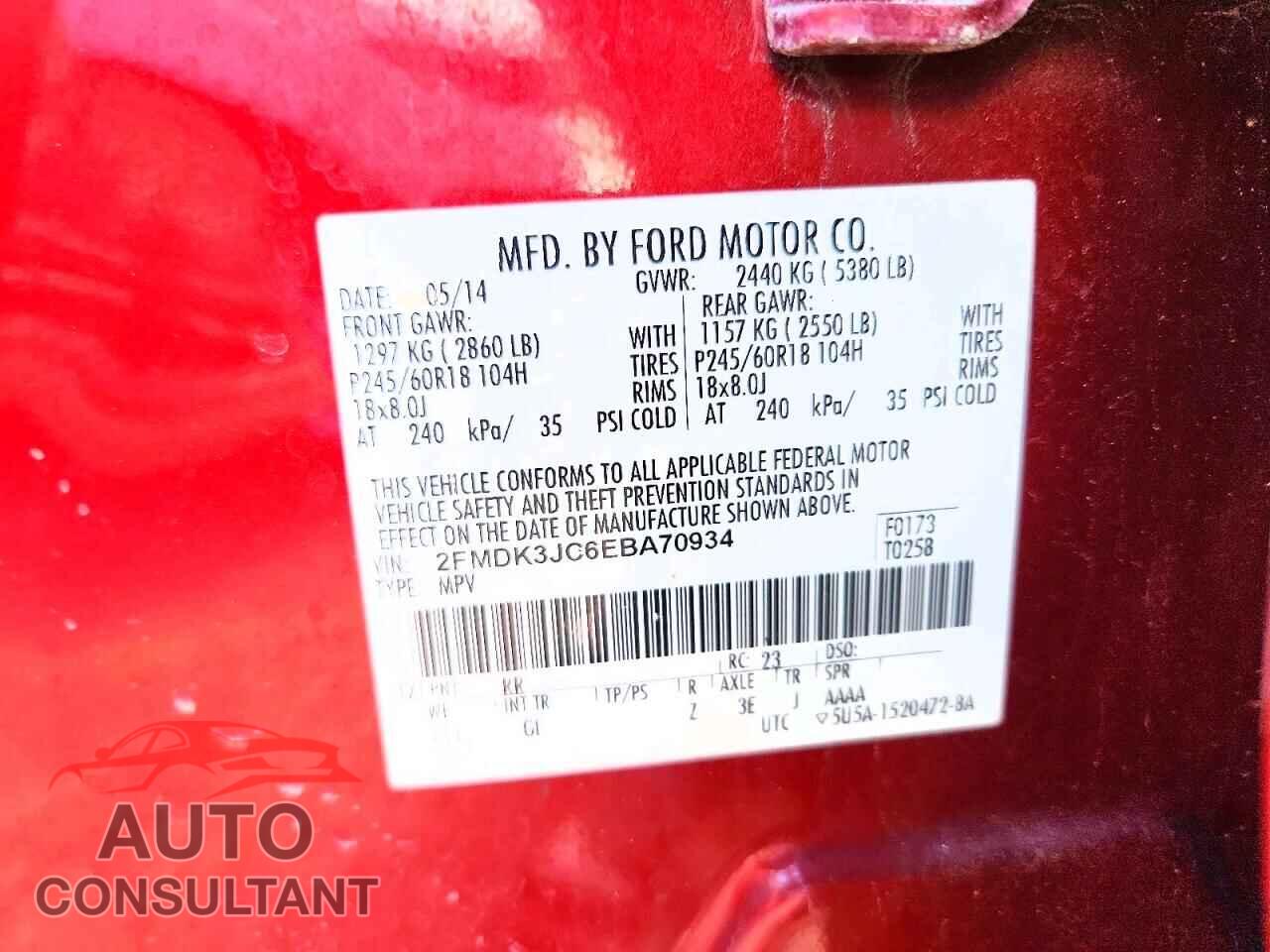 FORD EDGE 2014 - 2FMDK3JC6EBA70934