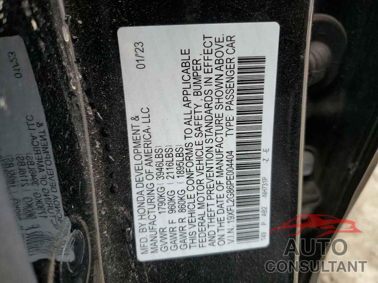 HONDA CIVIC 2023 - 19XFL2G86PE004404