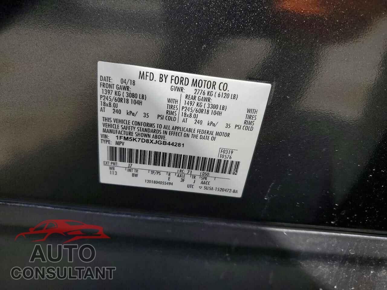 FORD EXPLORER 2018 - 1FM5K7D8XJGB44281