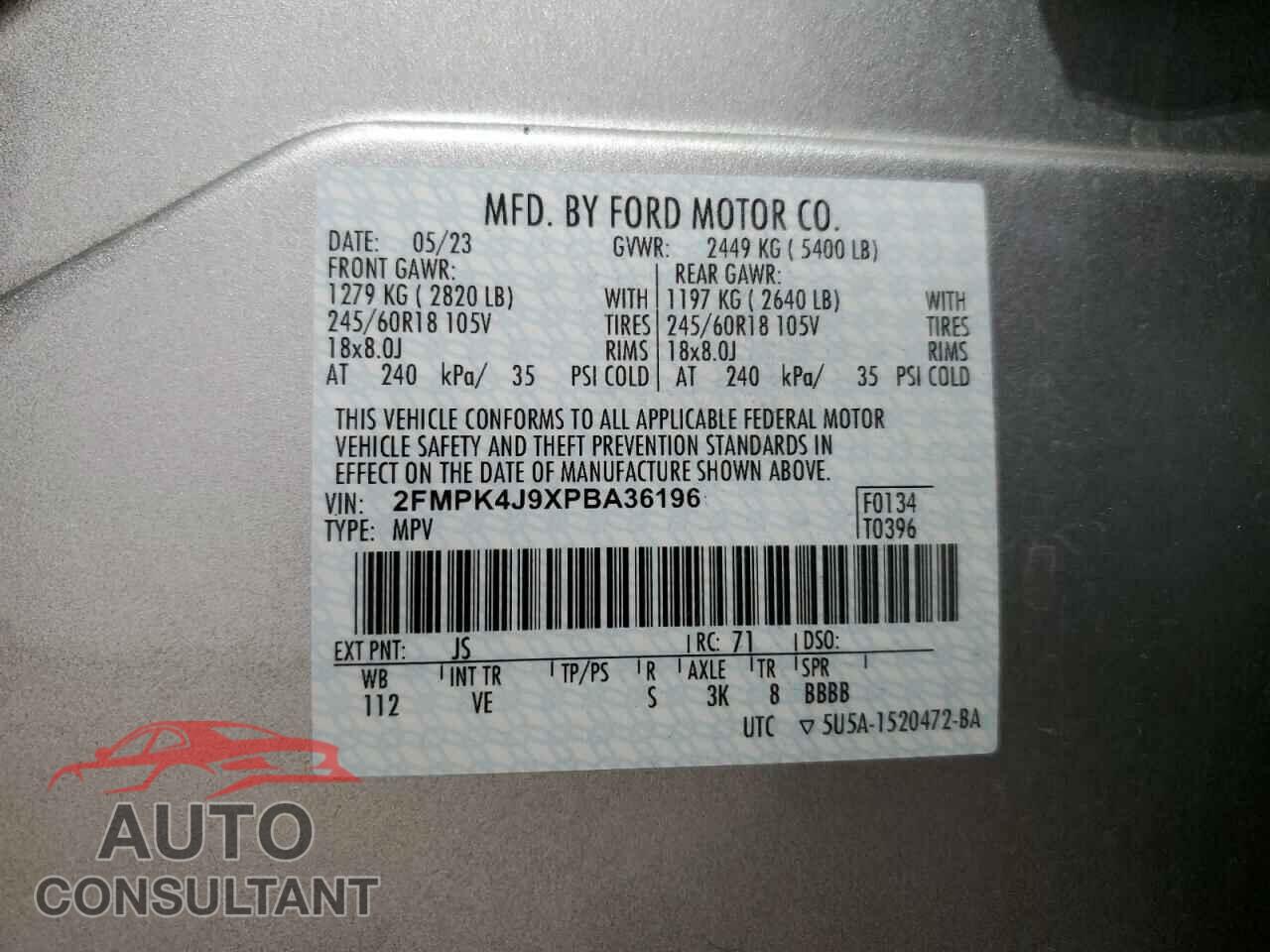 FORD EDGE 2023 - 2FMPK4J9XPBA36196