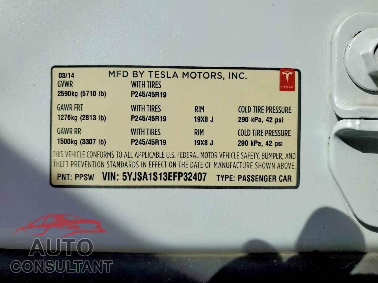 TESLA MODEL S 2014 - 5YJSA1S13EFP32407