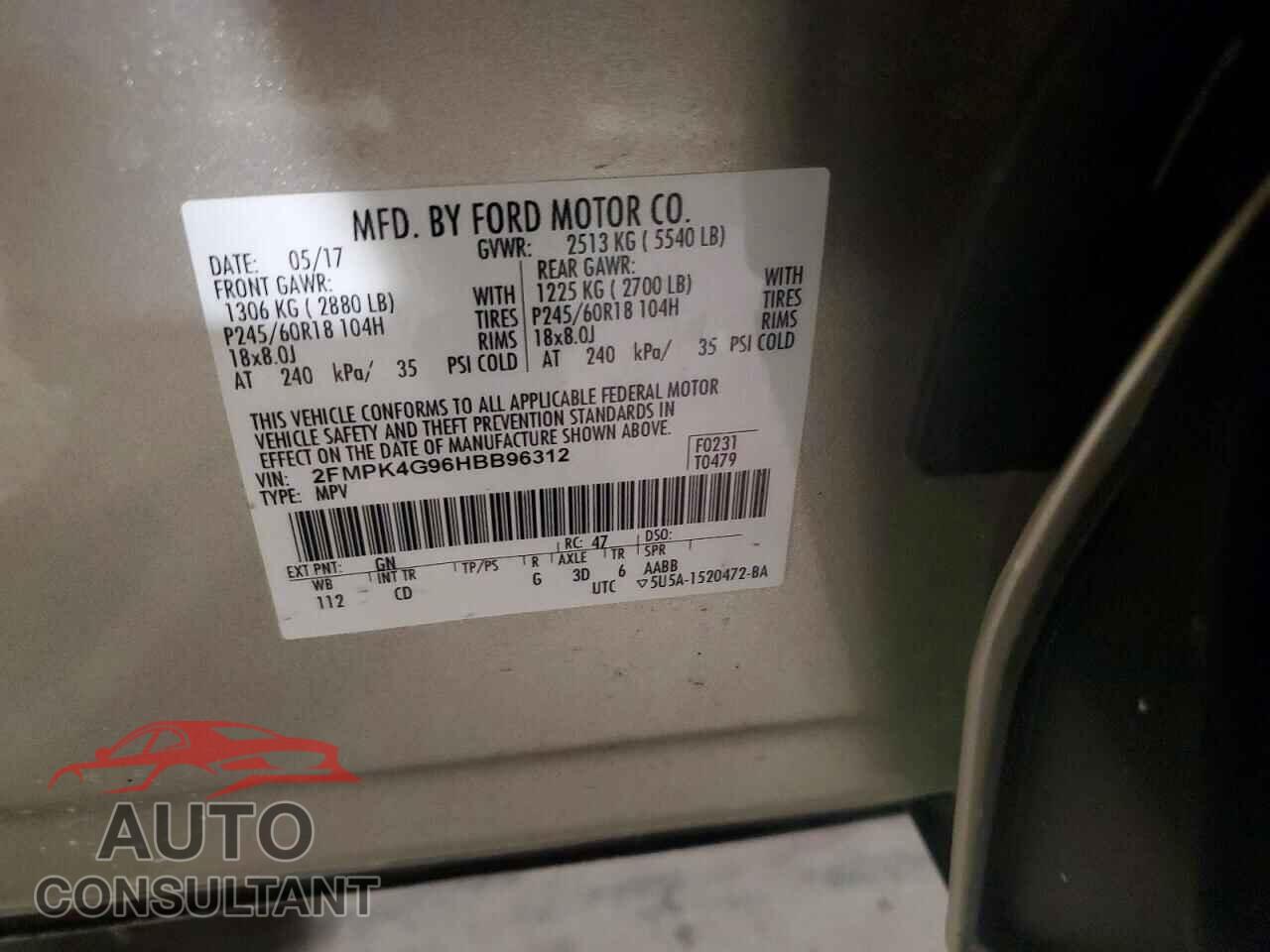 FORD EDGE 2017 - 2FMPK4G96HBB96312