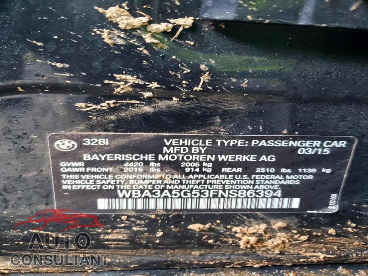 BMW 3 SERIES 2015 - WBA3A5G53FNS86394