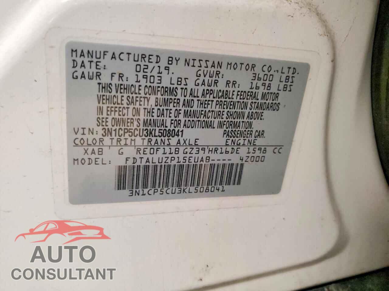 NISSAN KICKS 2019 - 3N1CP5CU3KL508041