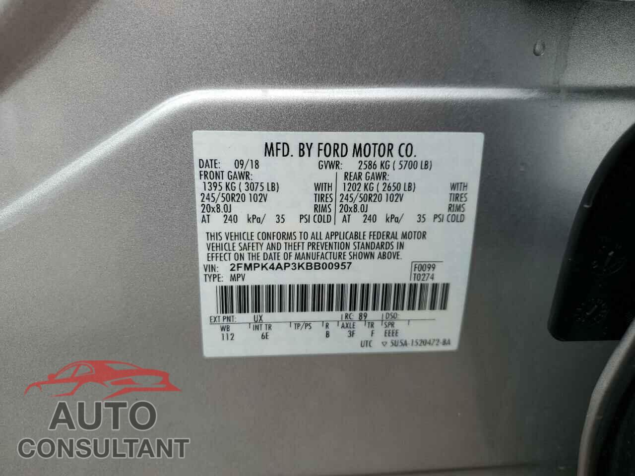 FORD EDGE 2019 - 2FMPK4AP3KBB00957