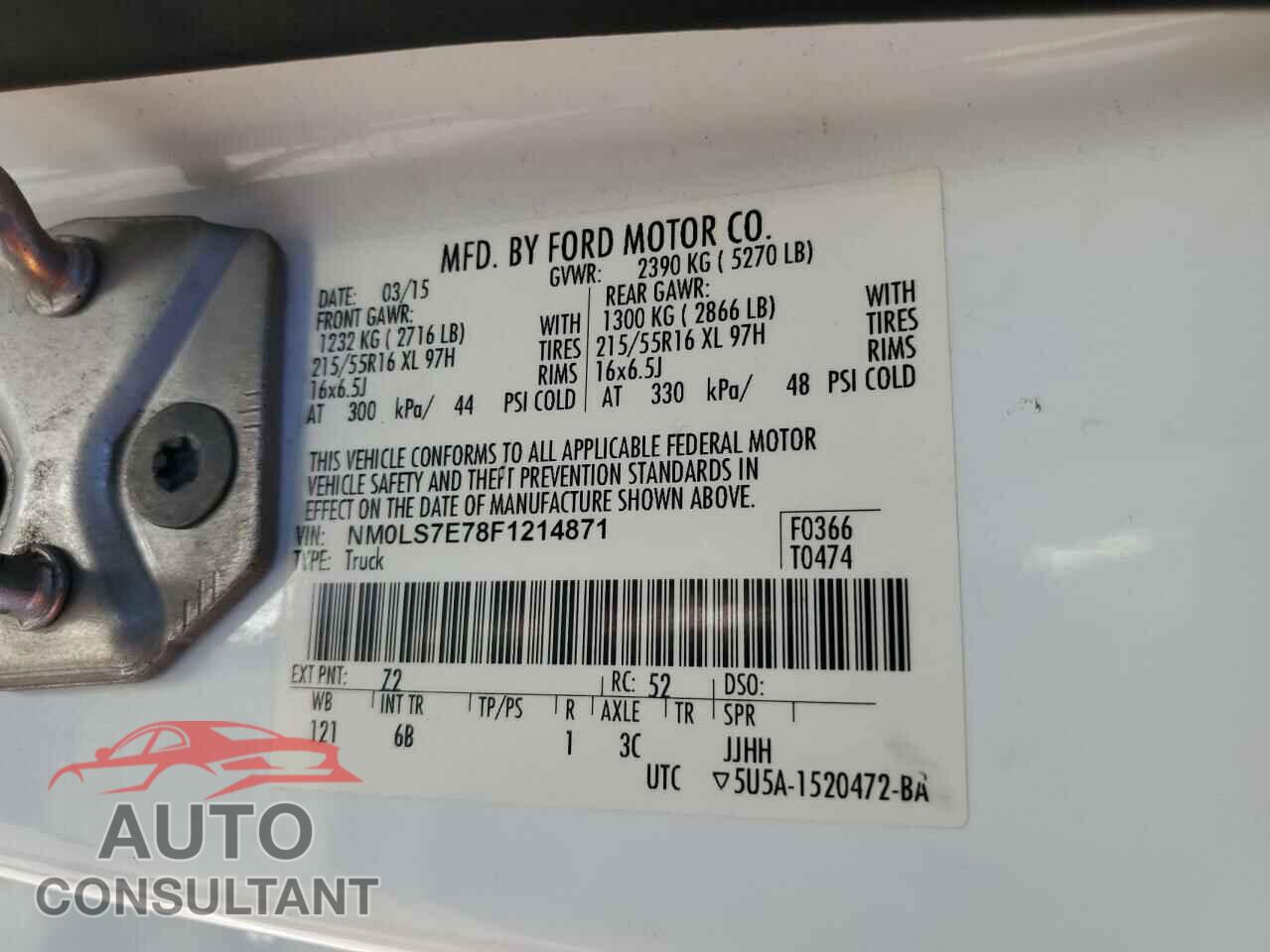 FORD TRANSIT 2015 - NM0LS7E78F1214871