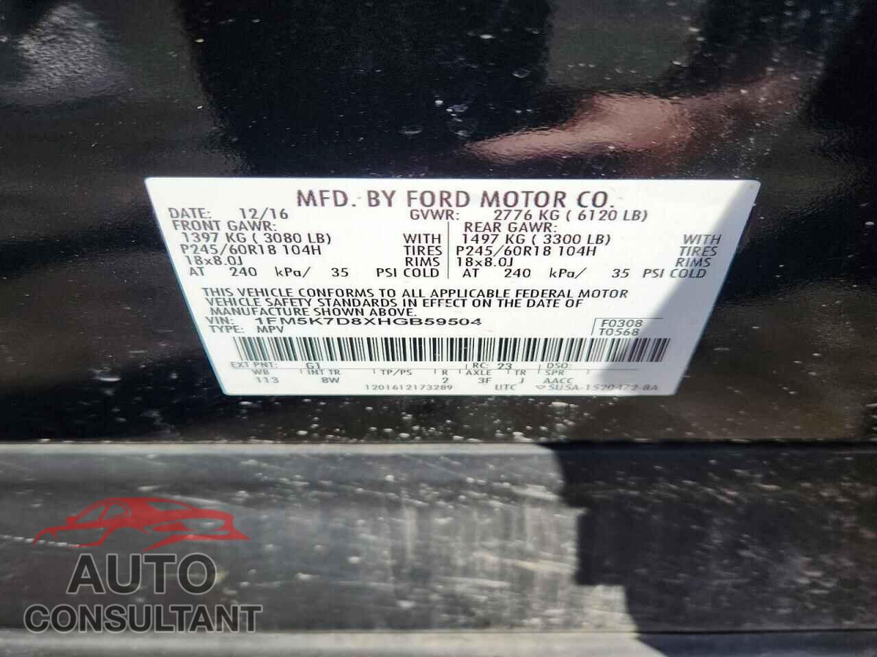 FORD EXPLORER 2017 - 1FM5K7D8XHGB59504