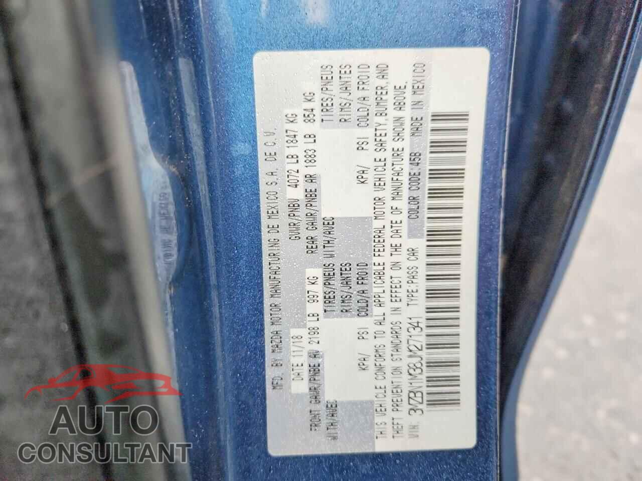 MAZDA 3 2018 - 3MZBN1M38JM271341