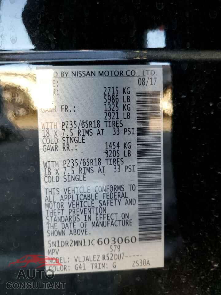 NISSAN PATHFINDER 2018 - 5N1DR2MN1JC603060