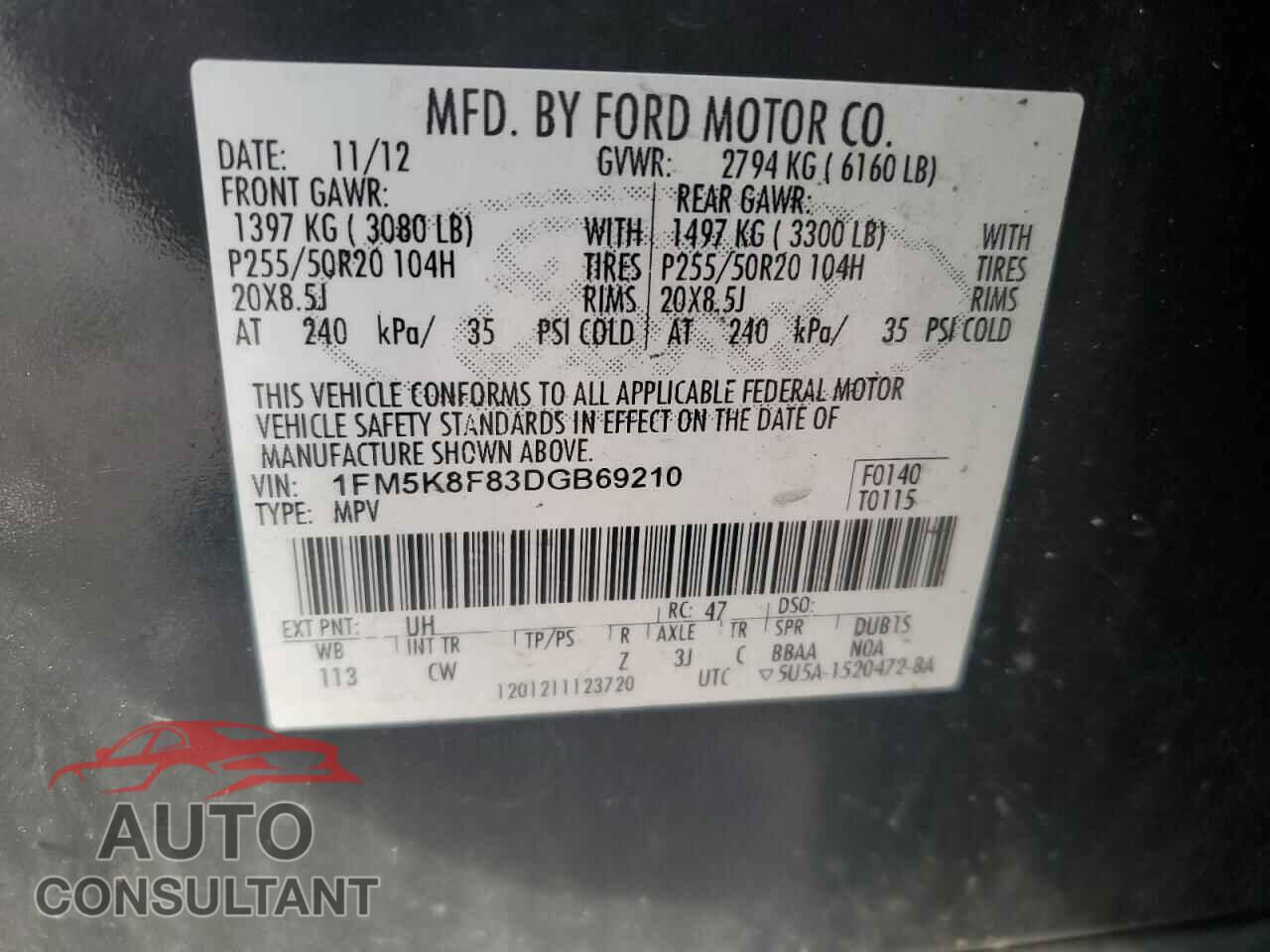 FORD EXPLORER 2013 - 1FM5K8F83DGB69210