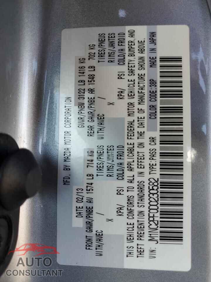 MAZDA MX5 2013 - JM1NC2PF0D0230582
