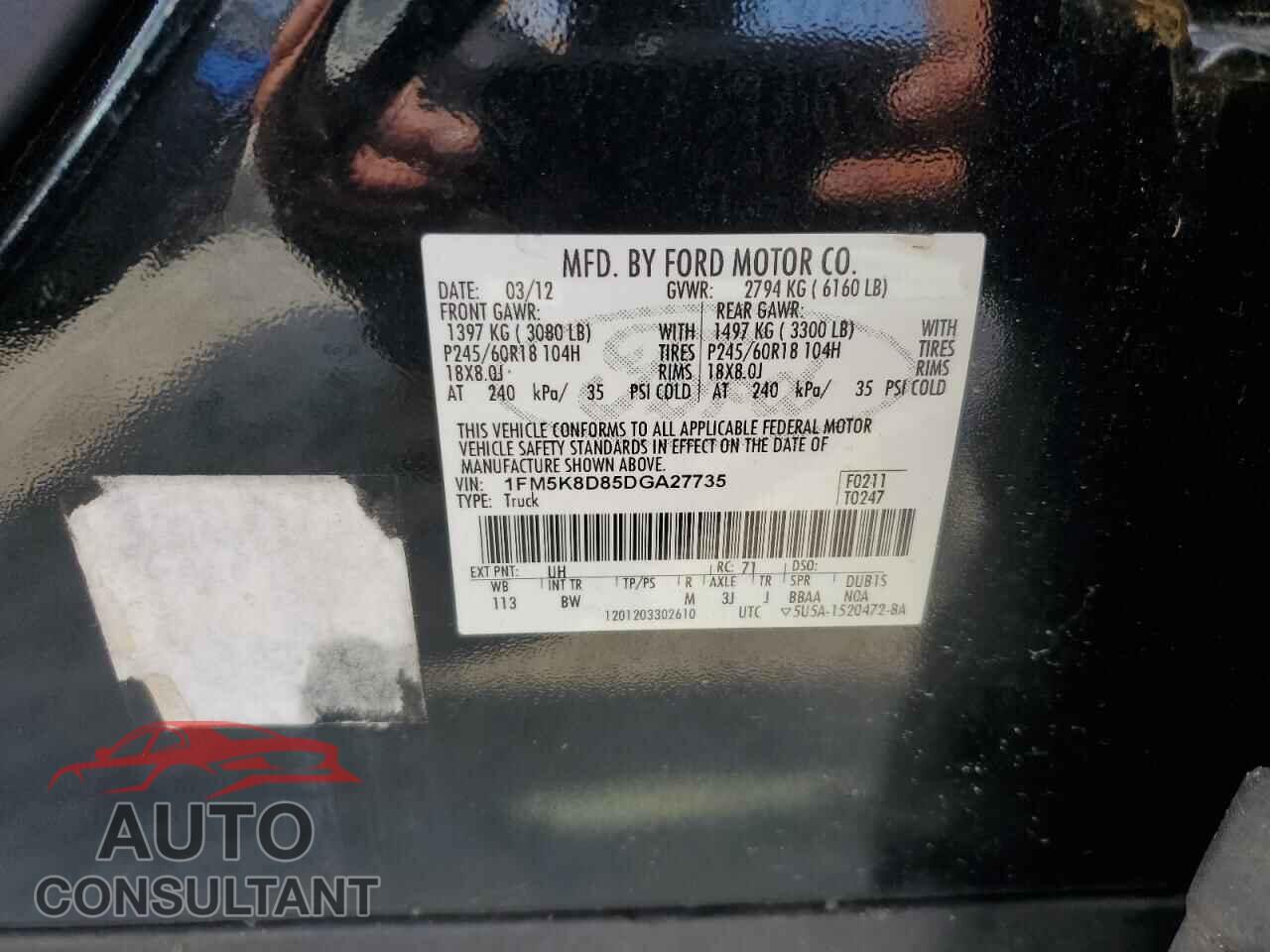 FORD EXPLORER 2013 - 1FM5K8D85DGA27735