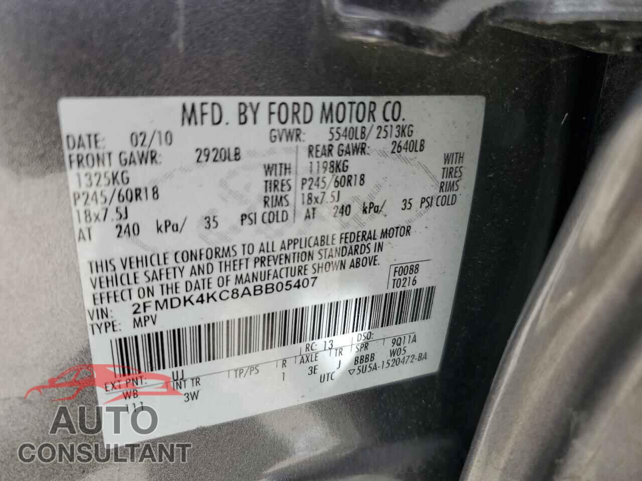 FORD EDGE 2010 - 2FMDK4KC8ABB05407