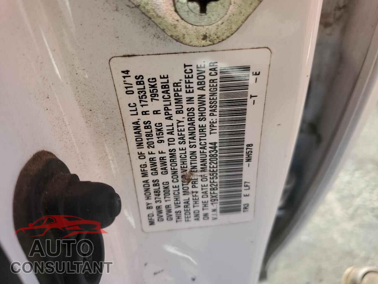 HONDA CIVIC 2014 - 19XFB2F55EE208344