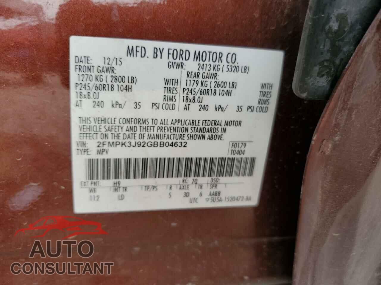 FORD EDGE 2016 - 2FMPK3J92GBB04632