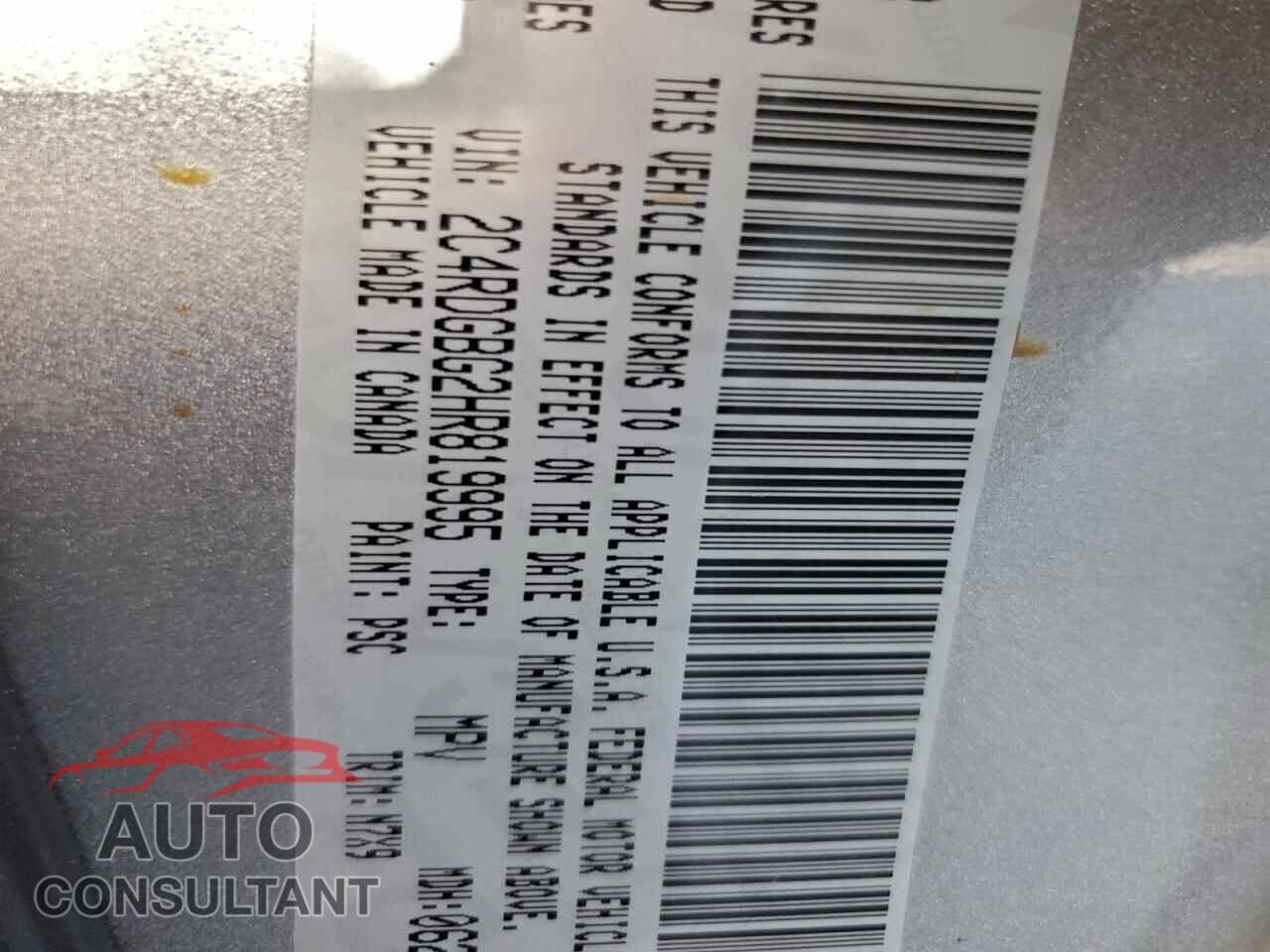 DODGE CARAVAN 2017 - 2C4RDGBG2HR819995