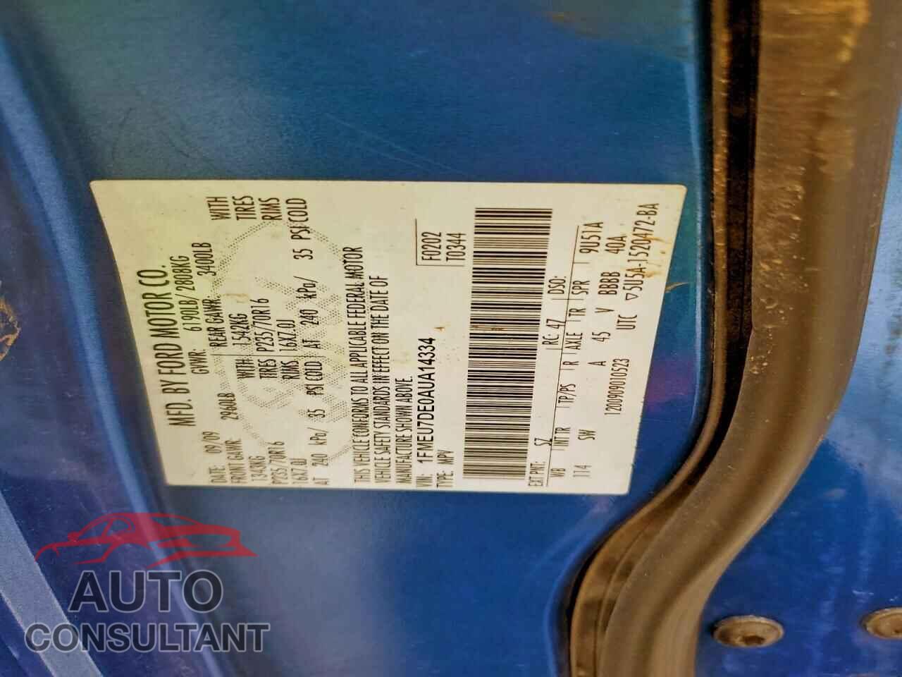 FORD EXPLORER 2010 - 1FMEU7DE0AUA14334