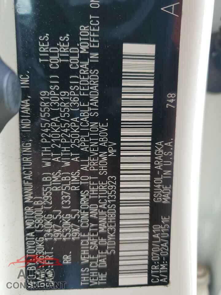 TOYOTA HIGHLANDER 2013 - 5TDYK3EH8DS135923