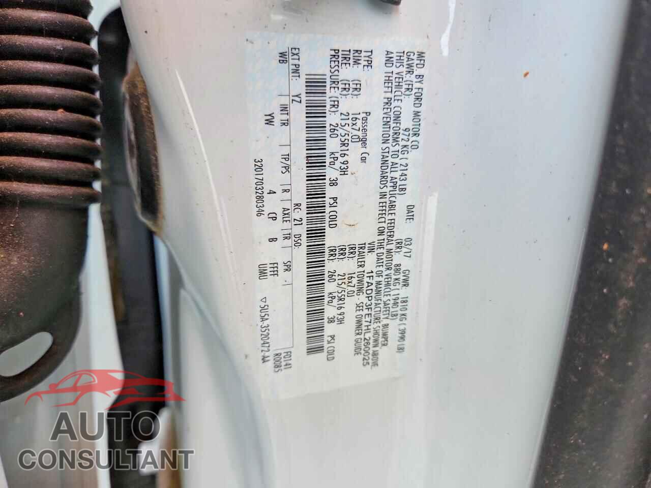 FORD FOCUS 2017 - 1FADP3FE7HL260025