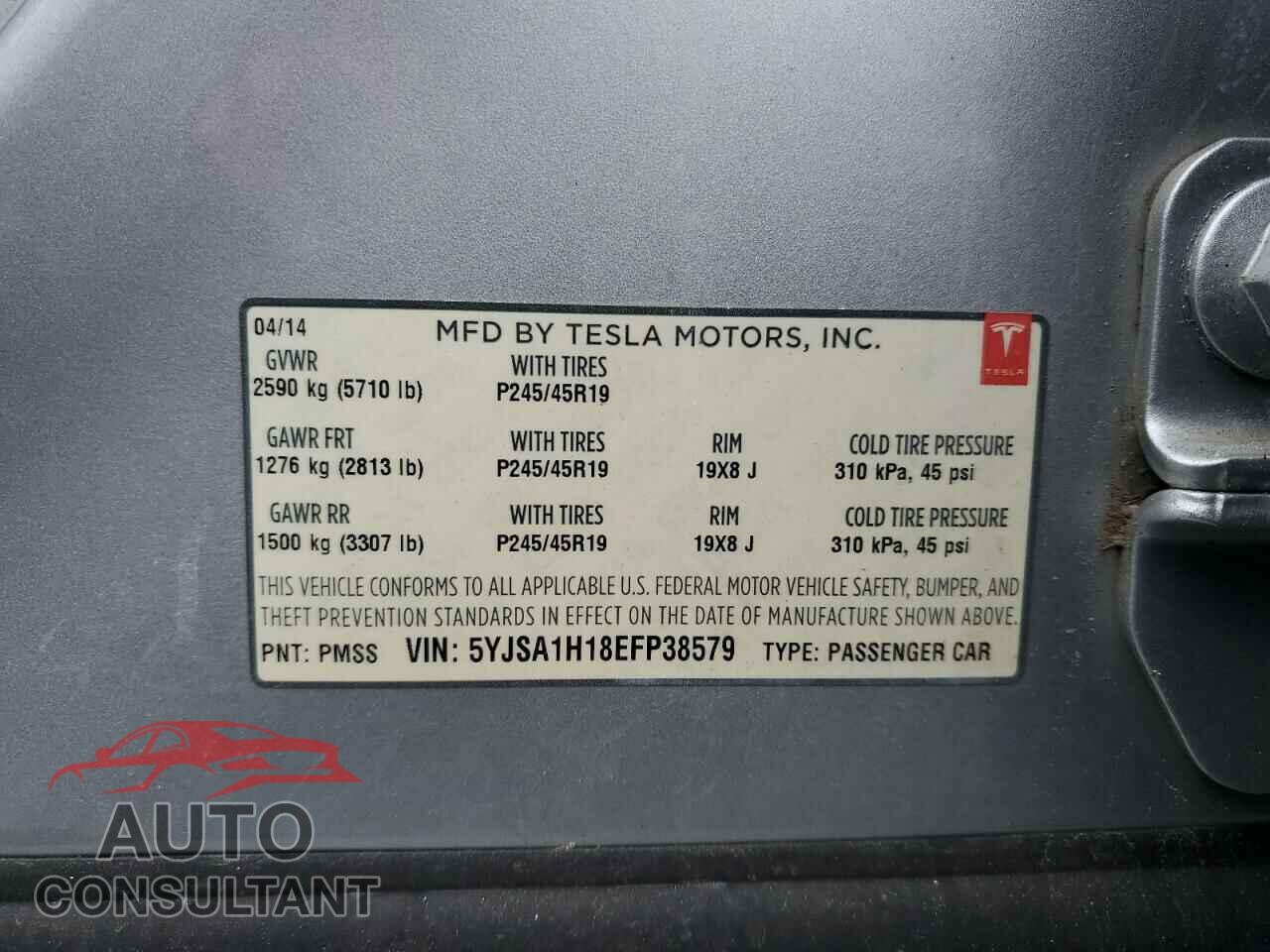 TESLA MODEL S 2014 - 5YJSA1H18EFP38579