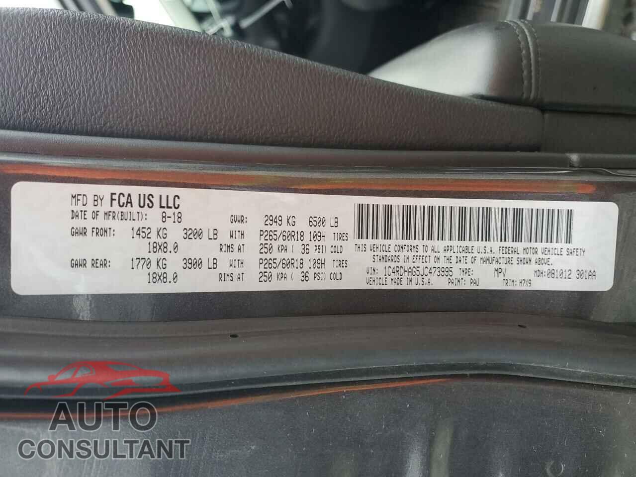 DODGE DURANGO 2018 - 1C4RDHAG5JC473995
