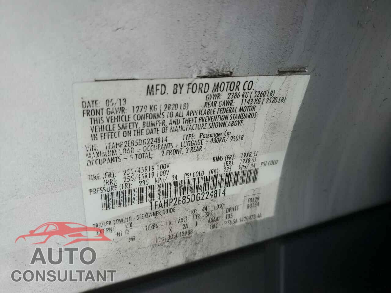 FORD TAURUS 2013 - 1FAHP2E85DG224814