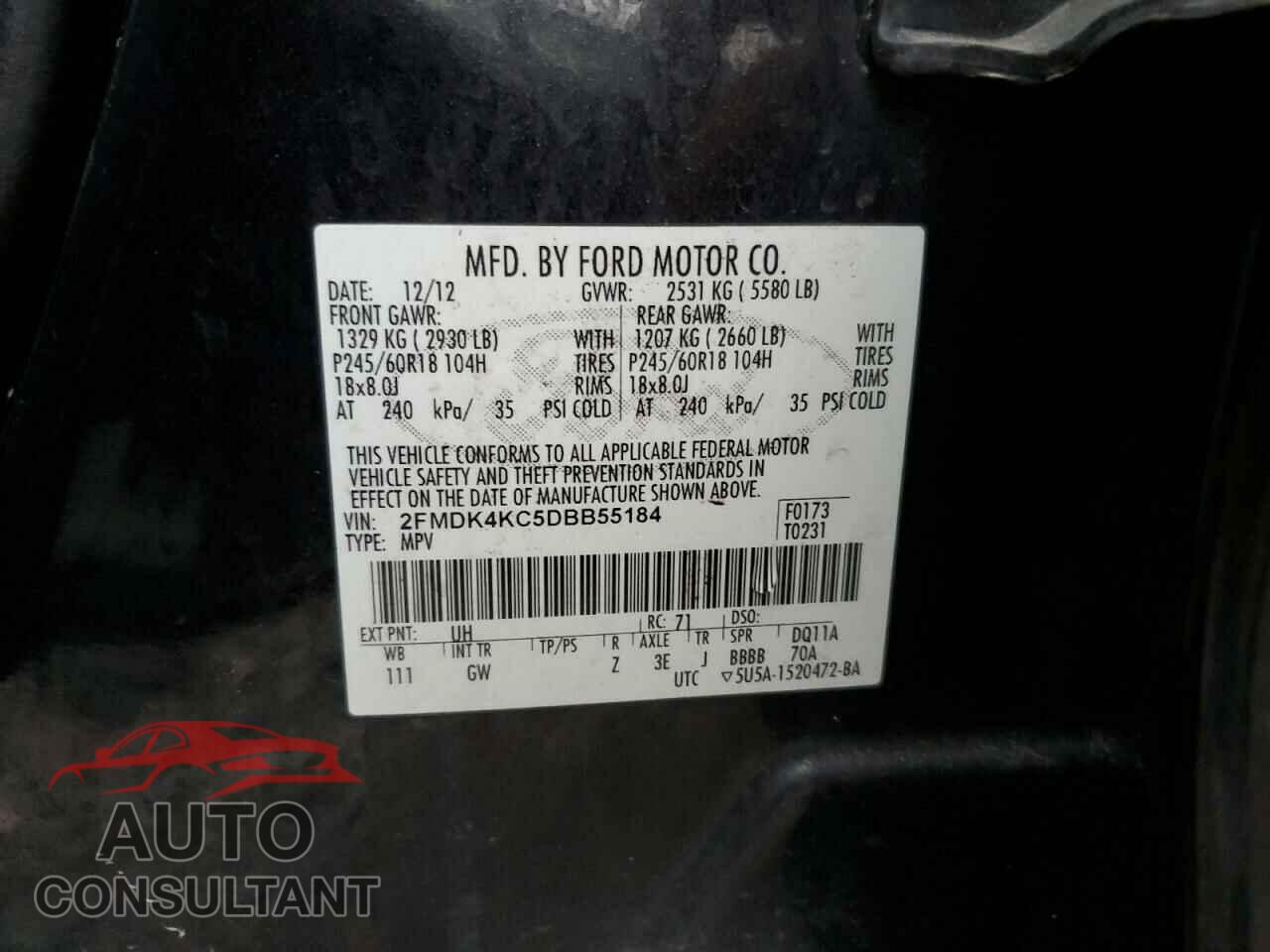 FORD EDGE 2013 - 2FMDK4KC5DBB55184