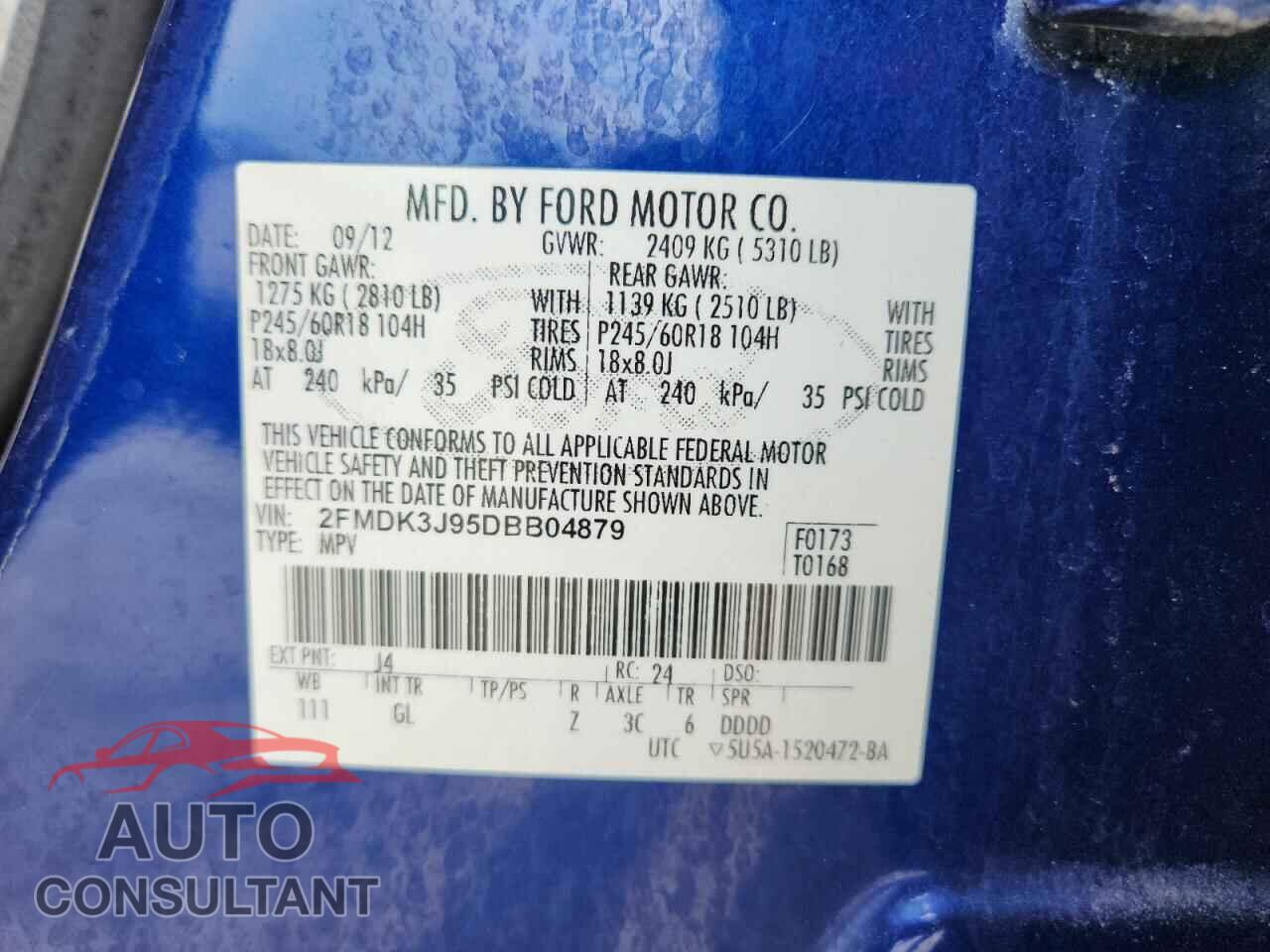 FORD EDGE 2013 - 2FMDK3J95DBB04879