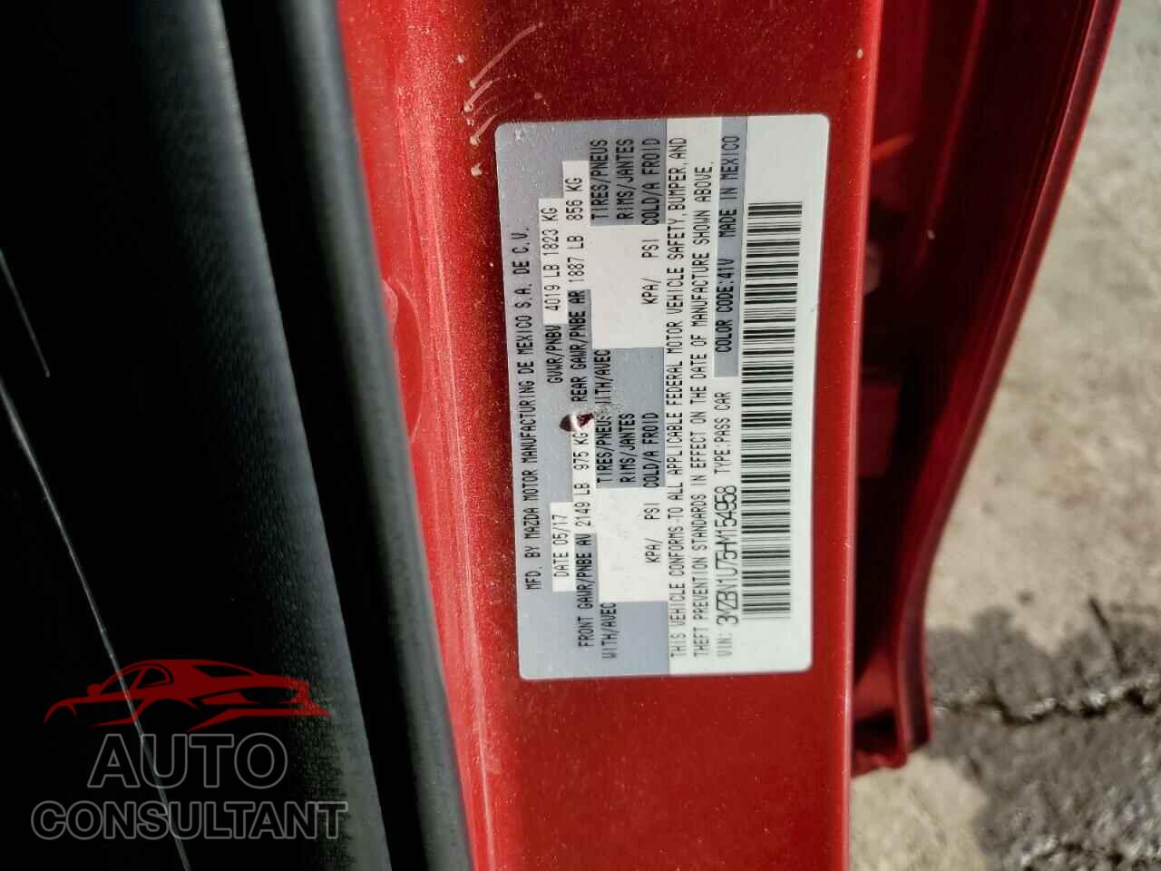 MAZDA 3 2017 - 3MZBN1U75HM154958