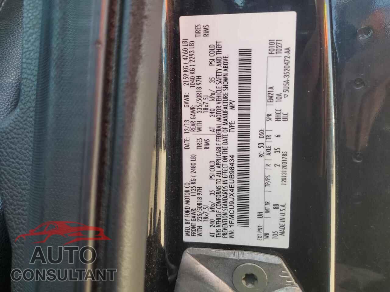FORD ESCAPE 2014 - 1FMCU9JX4EUB98434
