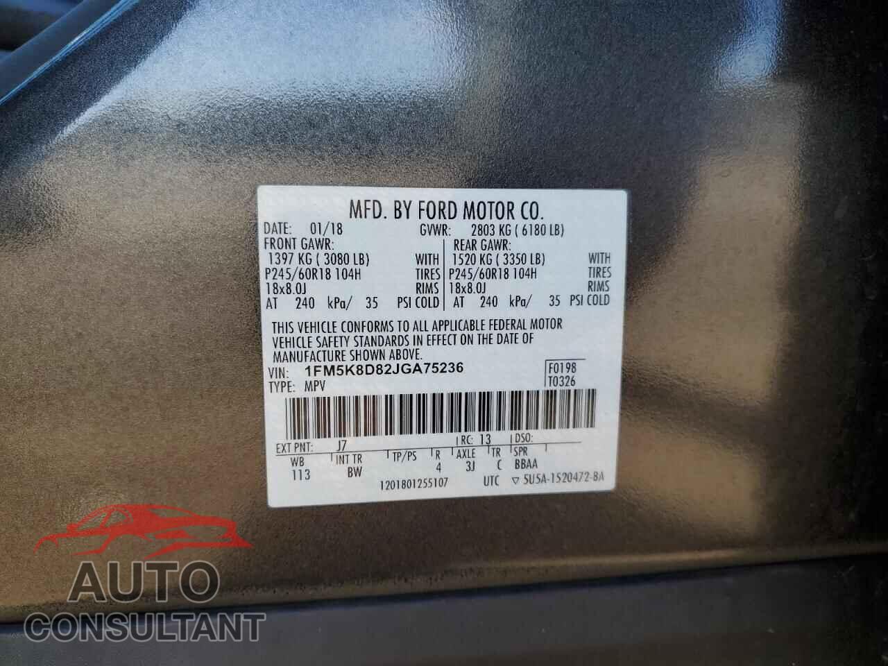 FORD EXPLORER 2018 - 1FM5K8D82JGA75236